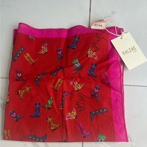 Balzac Paris Red and Pink Scarf with Colorful Boot Print